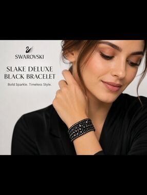 Swarovski Slake Deluxe Black Crystal Wrap Bracelet – Multi Strand Sparkle